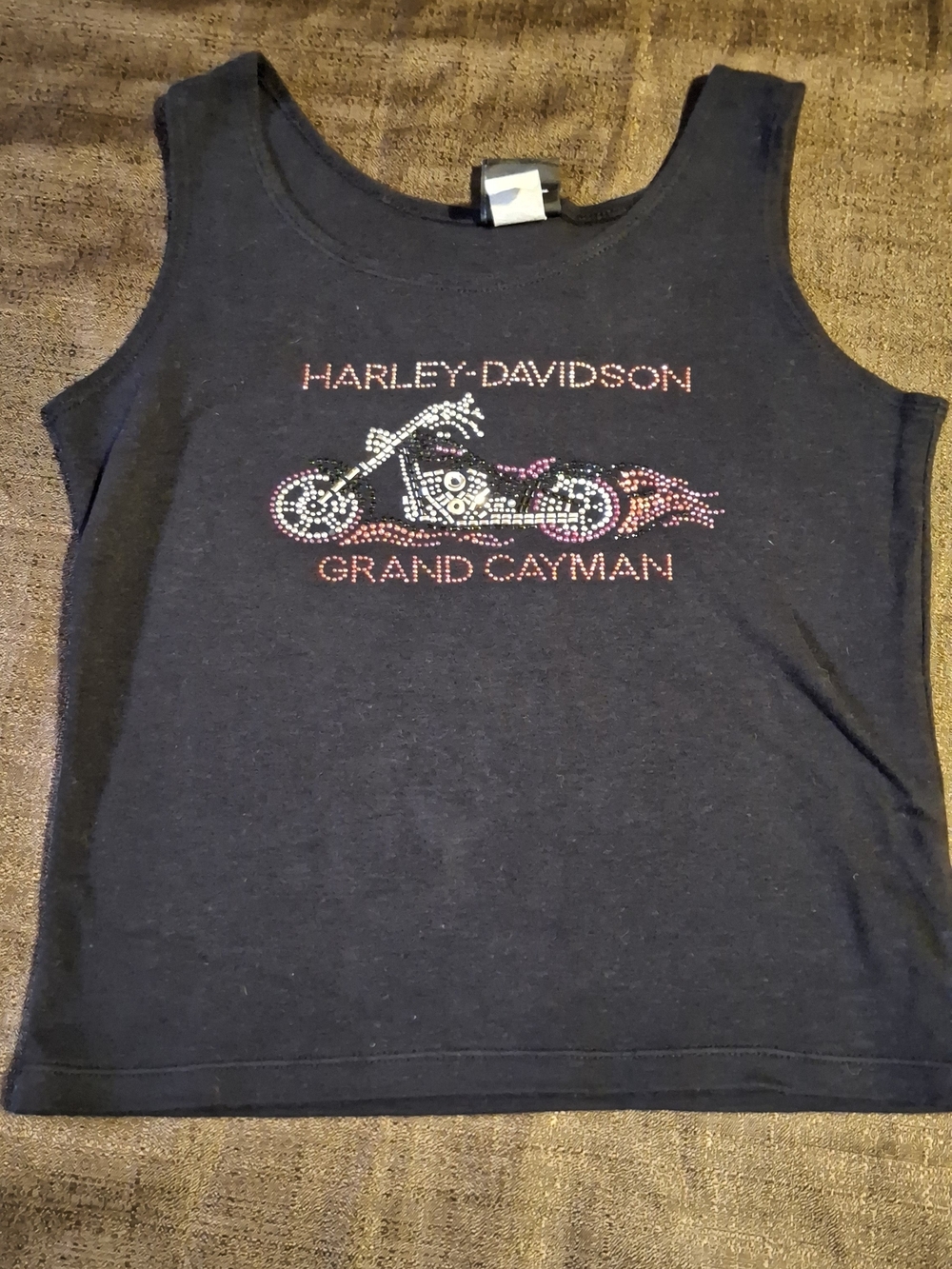Harley-Davidson Kids Black Tank Top with Rhinestone Motorcycle - Grand Cayman